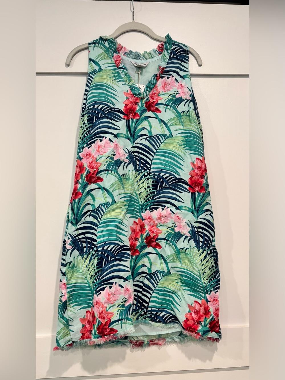 Tommy Bahama Mint Tropical Sleeveless Shift Dress with Pink & Red Florals